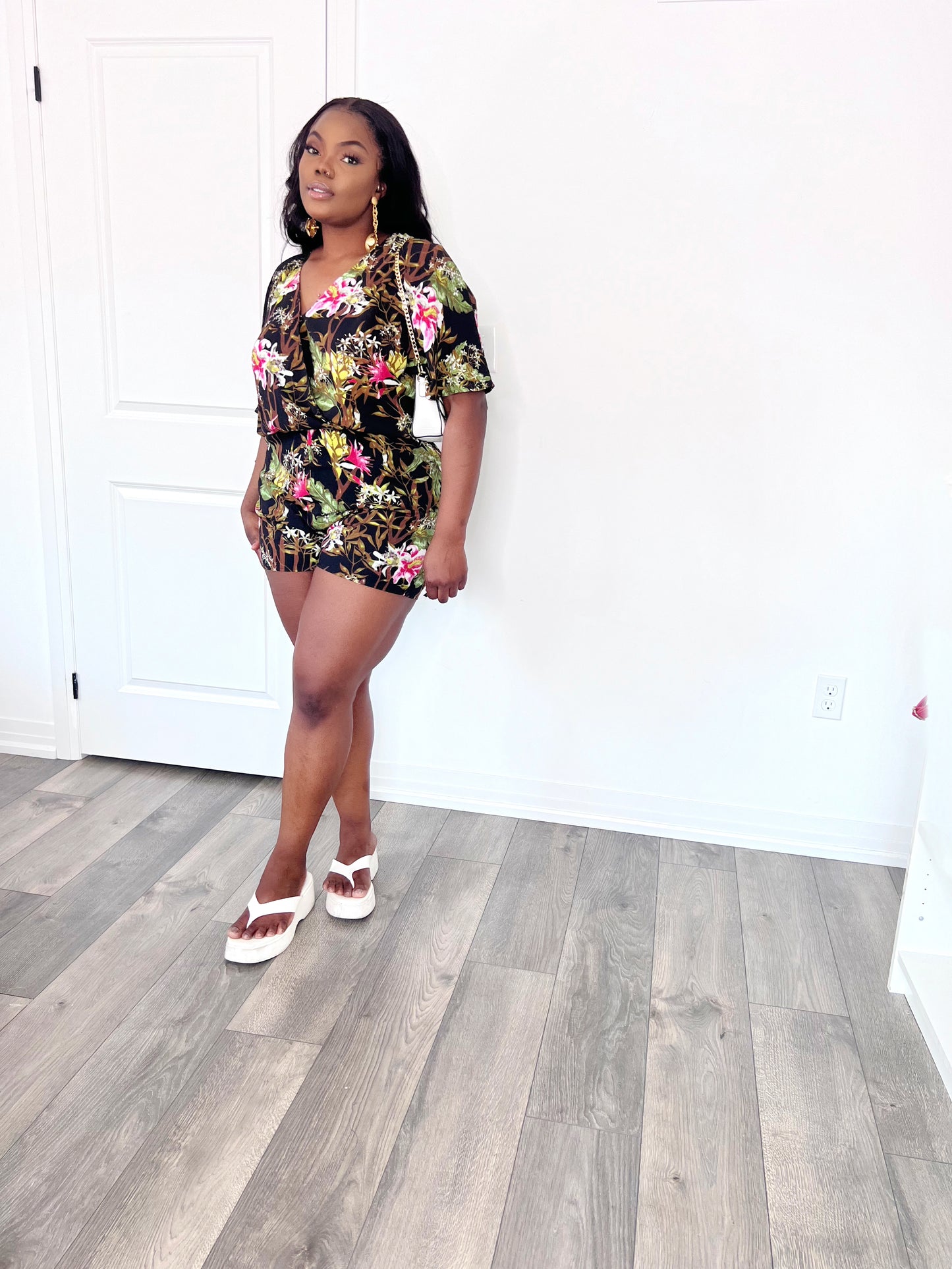 Tropical print romper