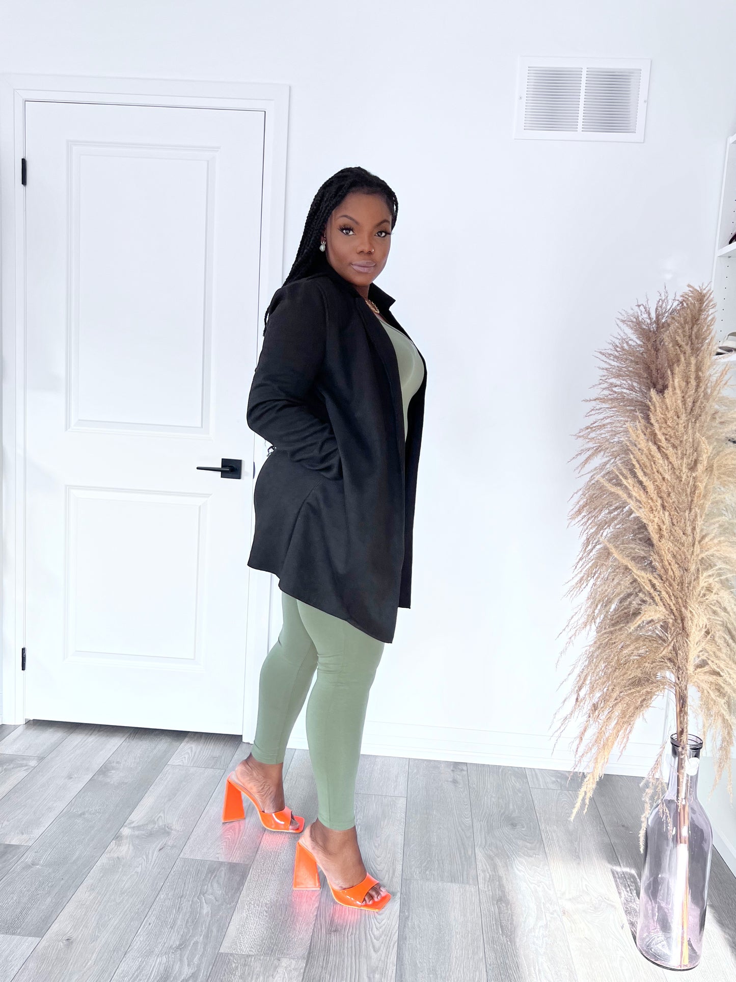 Black suede coat